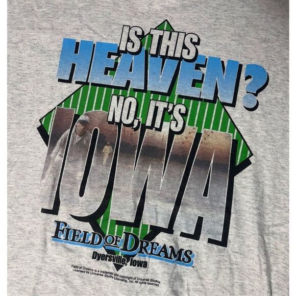 Vintage 90s Field of Dreams Shirt From Gift Shop Size Medium Gray/White - Picture 3 of 7